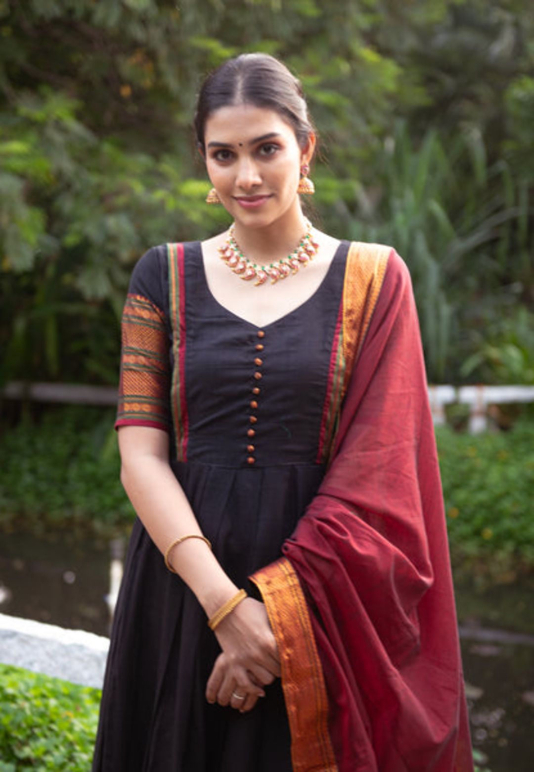 AARADHYA BLACK NARAYANPET ANARKALI SET