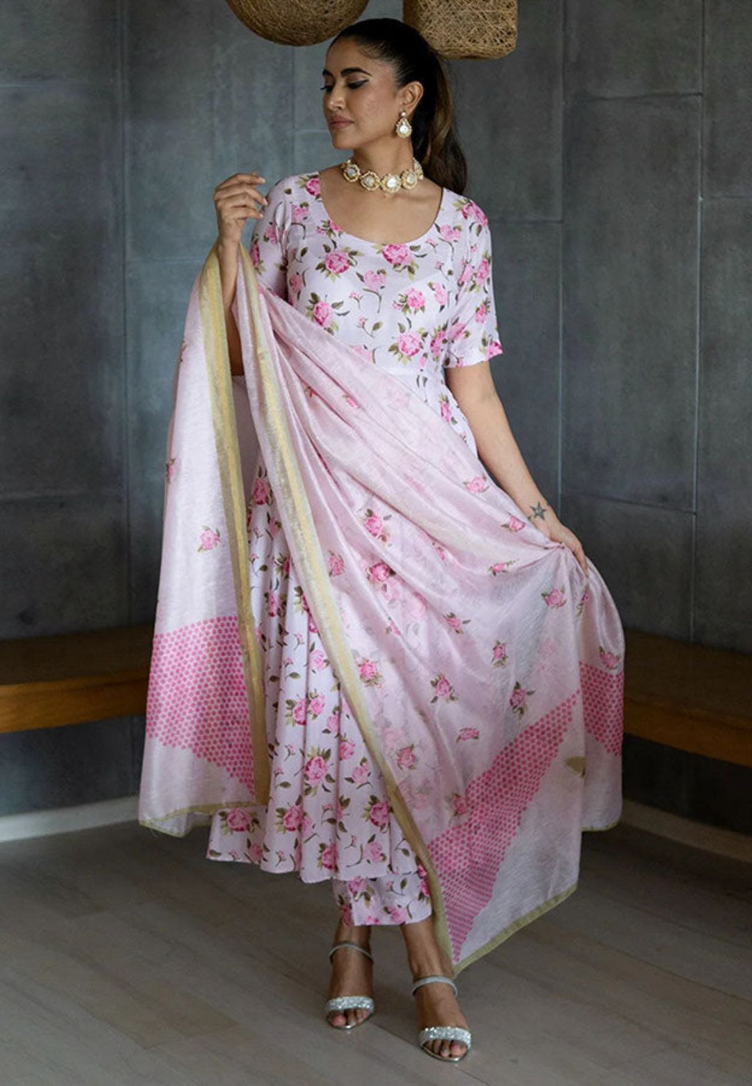 PINK ROSE MUSLIN SUIT SET