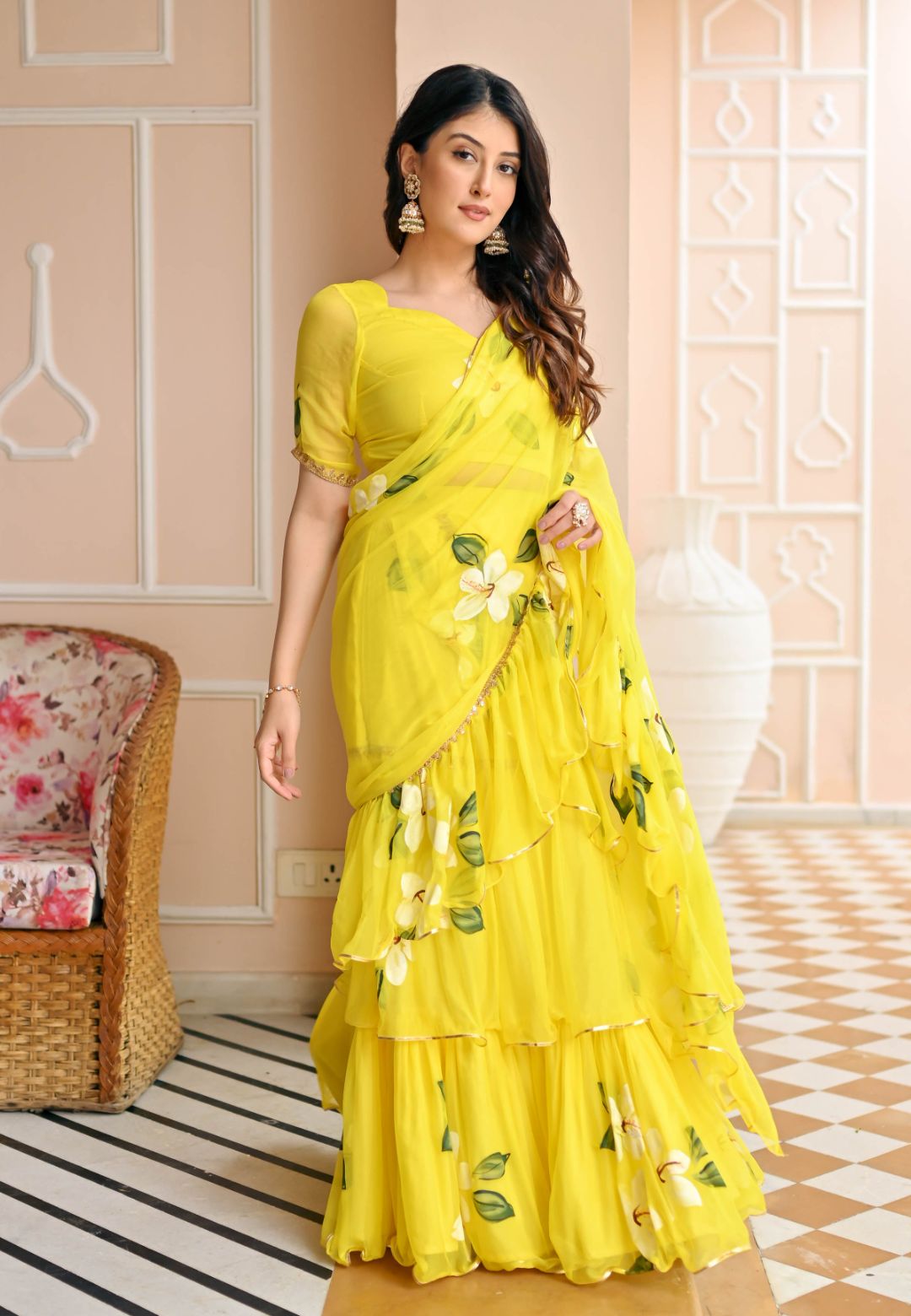 YELLOW BUTTERCUP DRAPED SAREE
