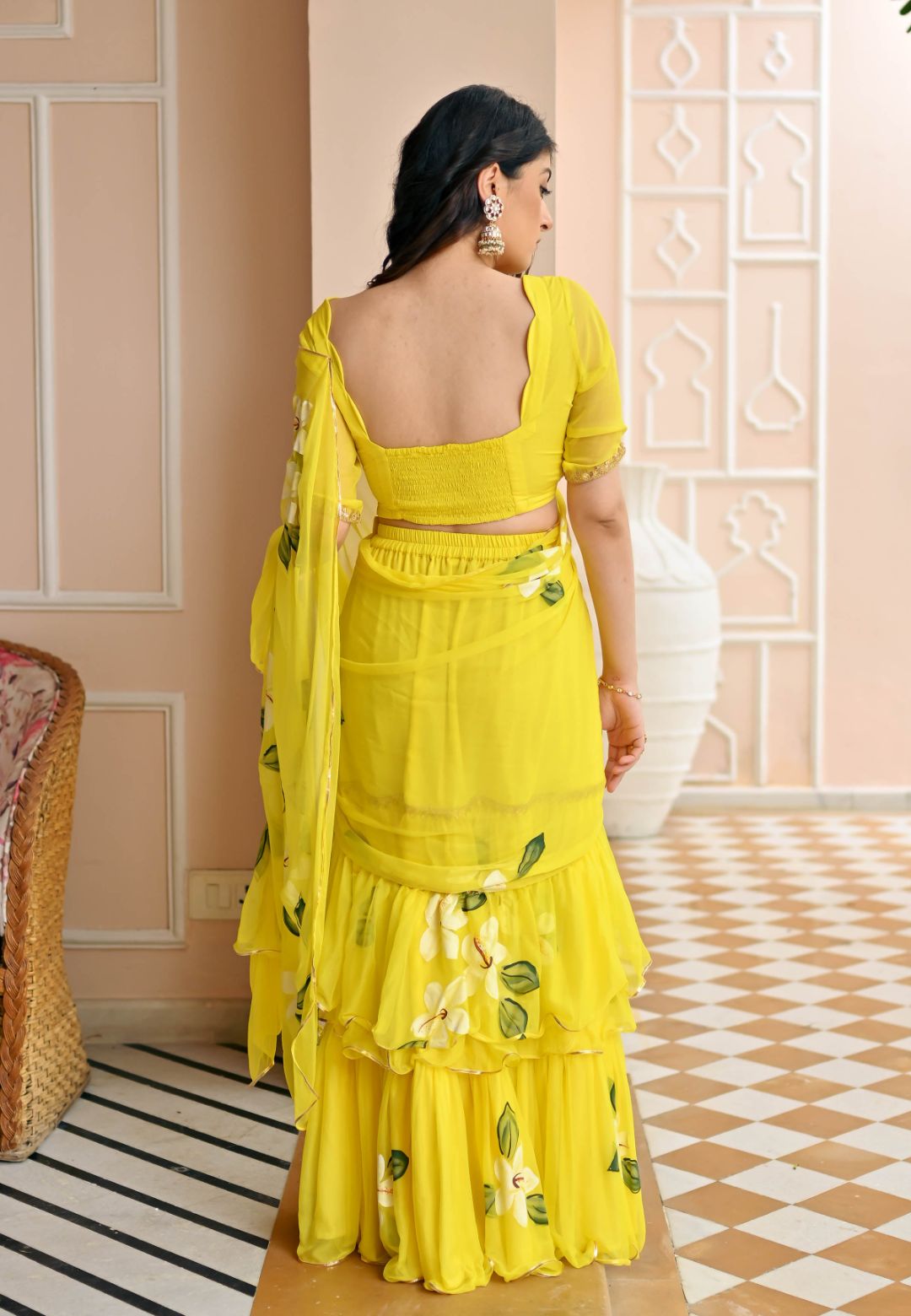 YELLOW BUTTERCUP DRAPED SAREE