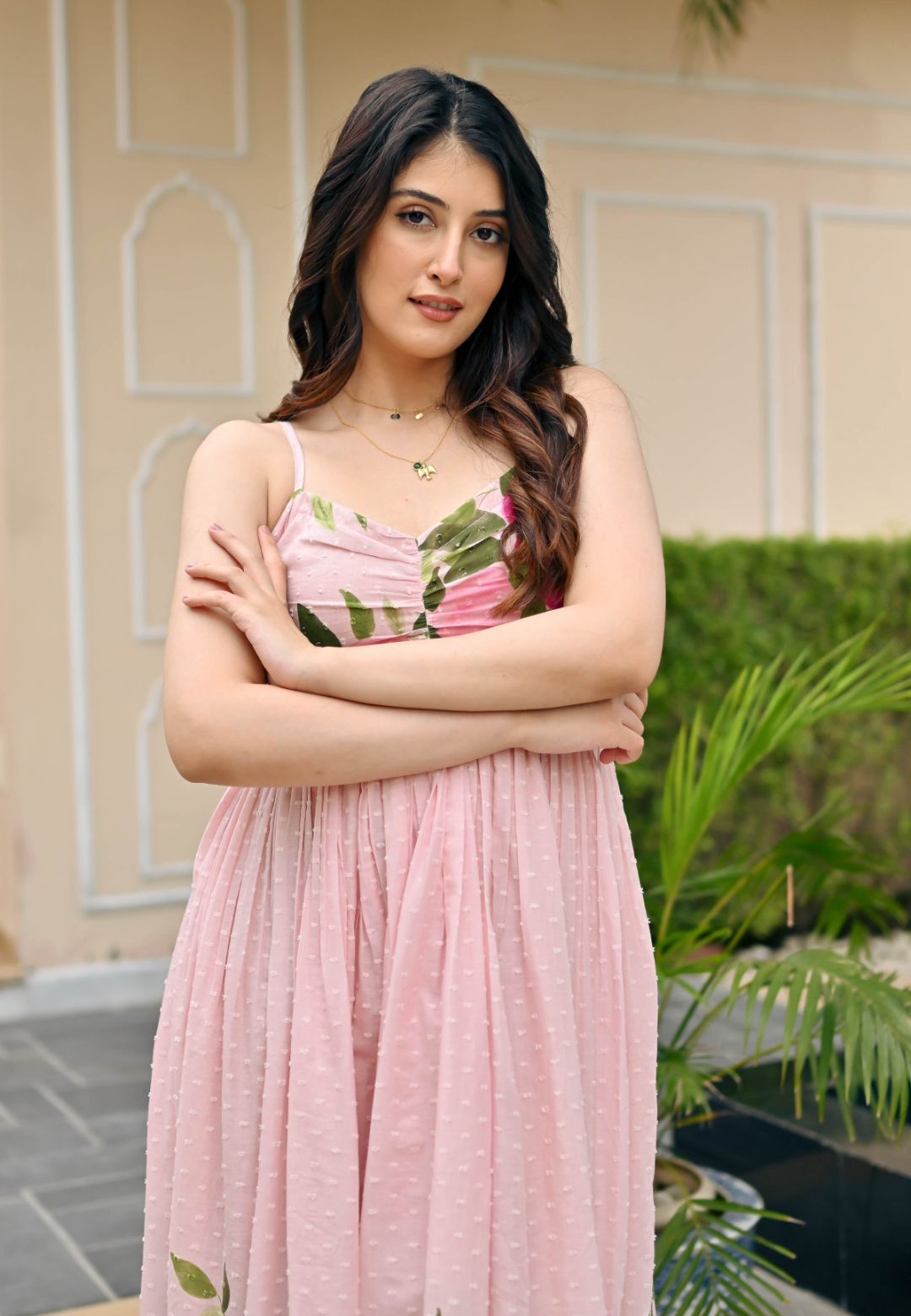 PINK HAZEL HARMONY COTTON DOBBY DRESS