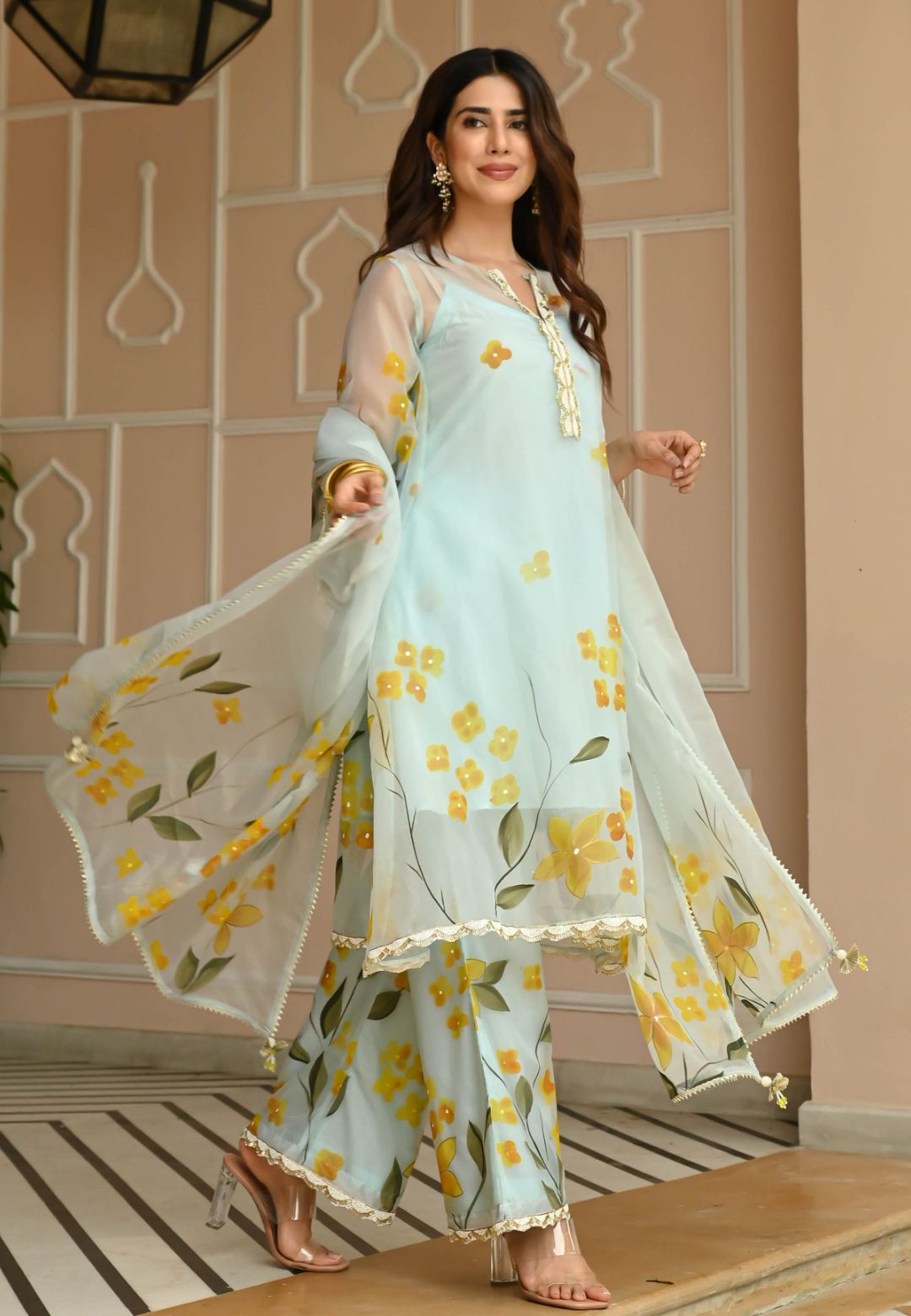 ORGANZA HONEY DEW HANDPAINTED SUIT SET
