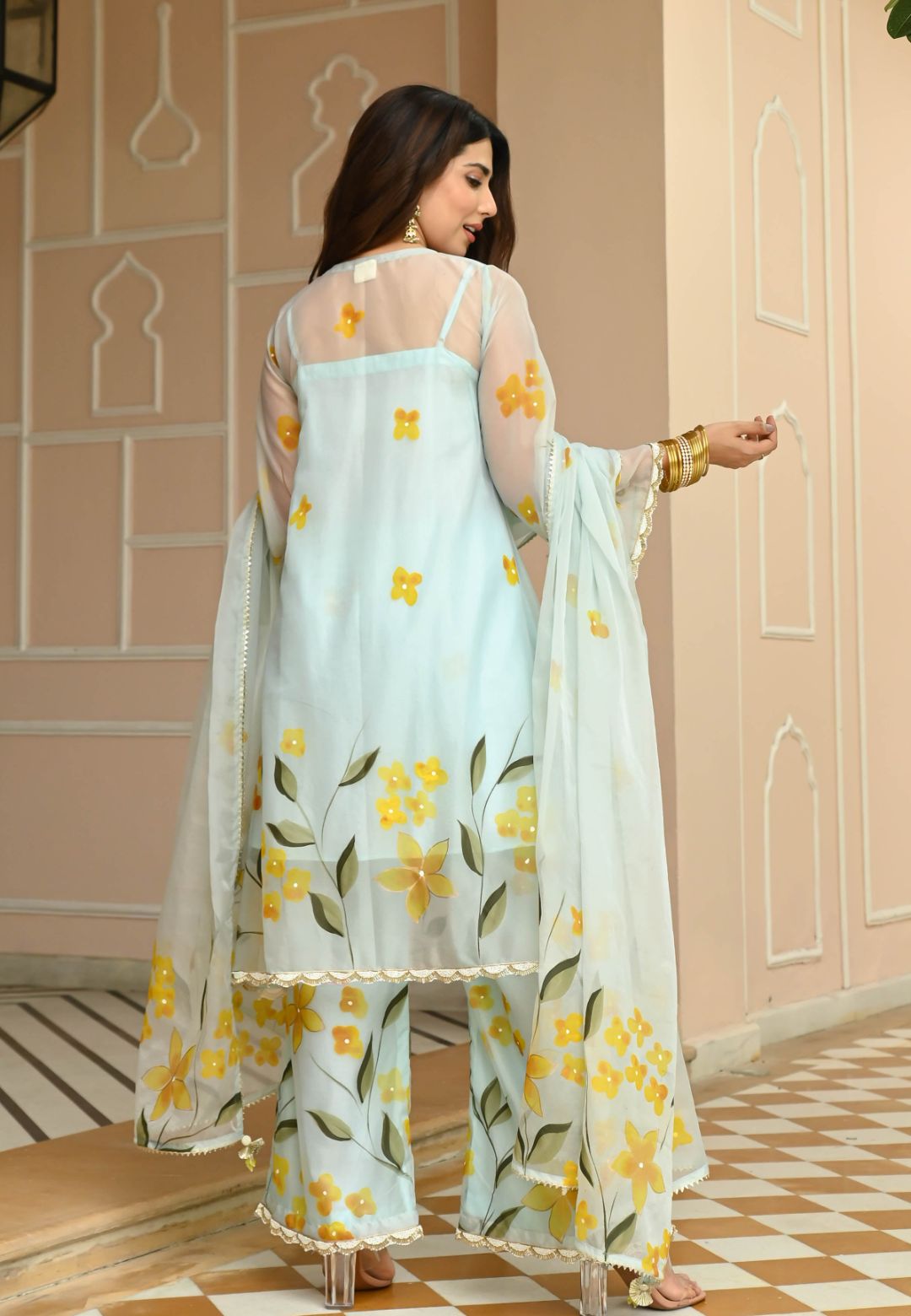 ORGANZA HONEY DEW HANDPAINTED SUIT SET