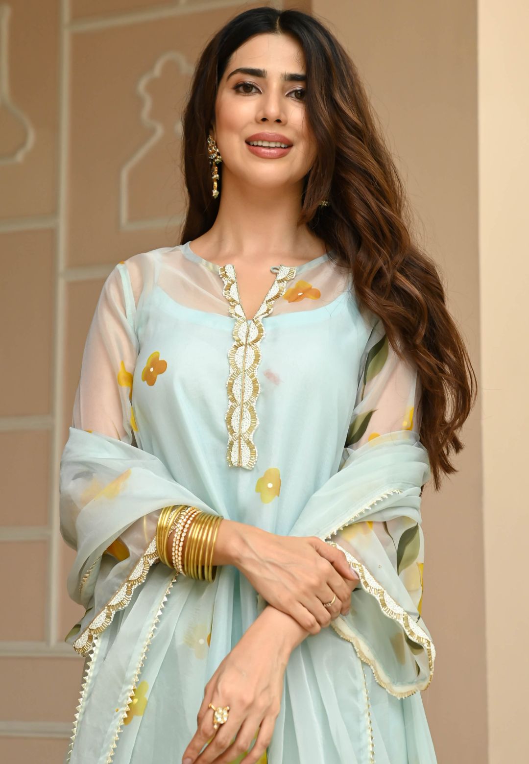 ORGANZA HONEY DEW HANDPAINTED SUIT SET