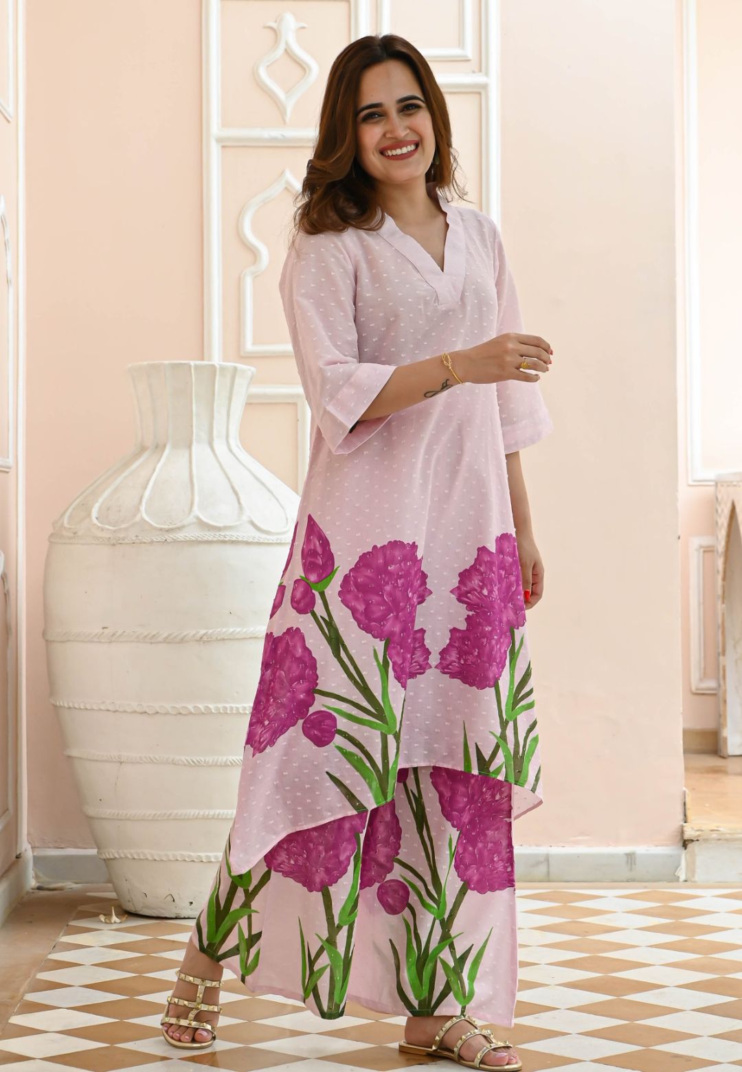 LIGHT PINK IPSITA FLORAL CO-ORD SET