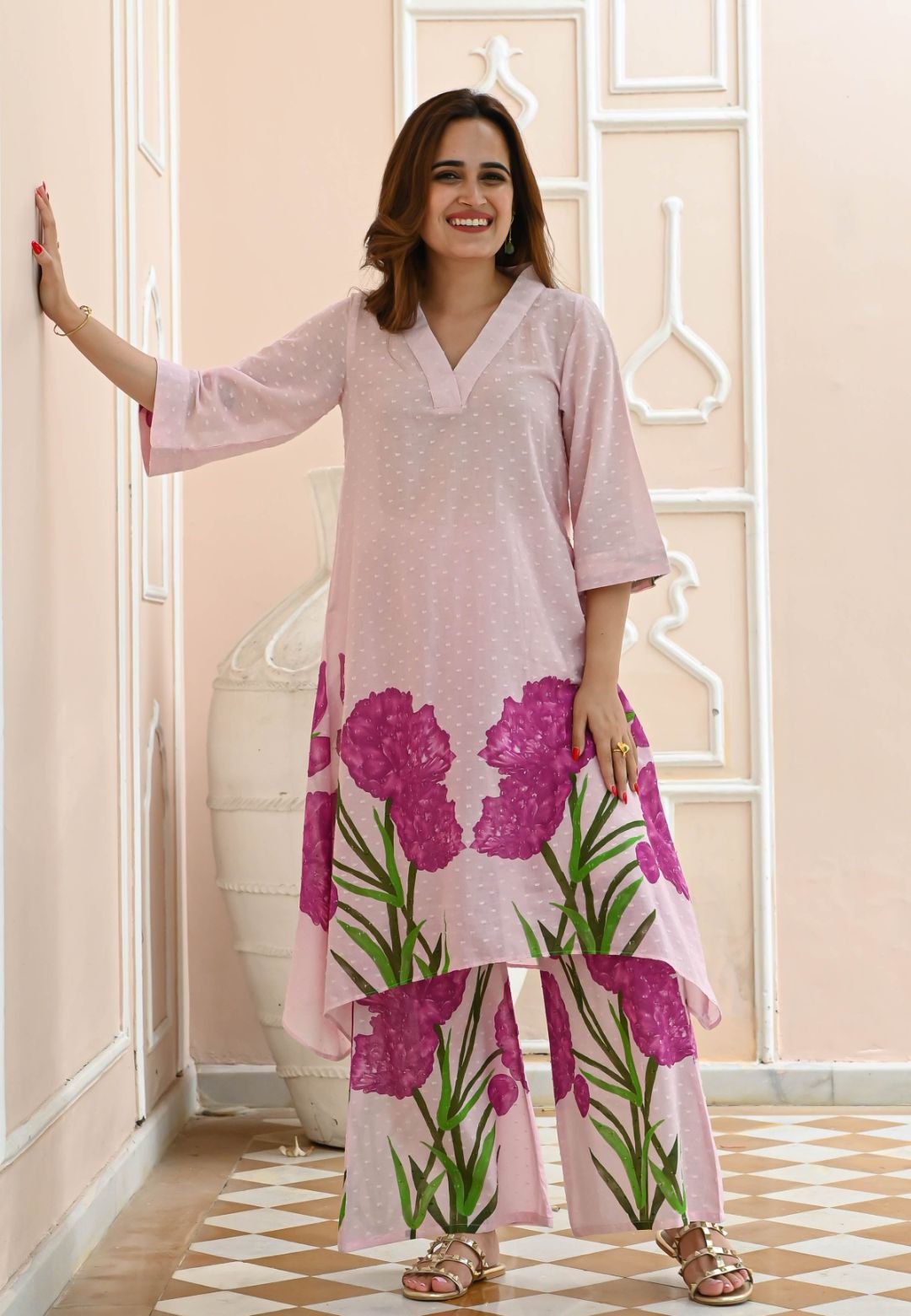 LIGHT PINK IPSITA FLORAL CO-ORD SET