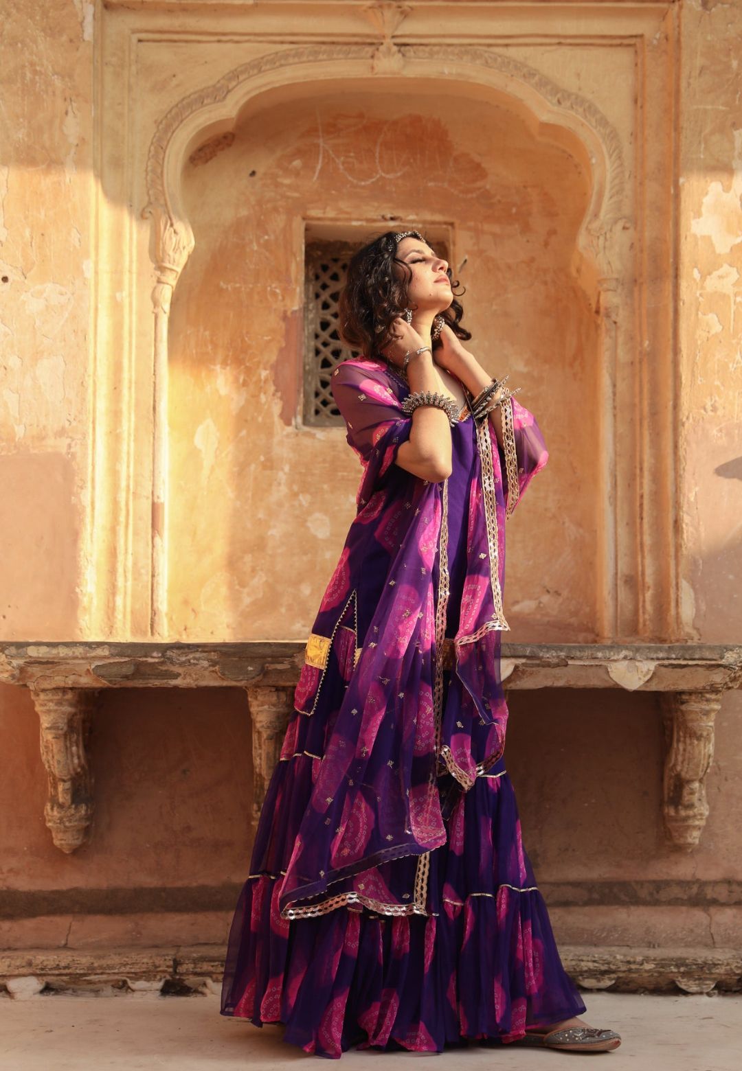 SHINAZ PURPLE GEORGETTE SHARARA SET
