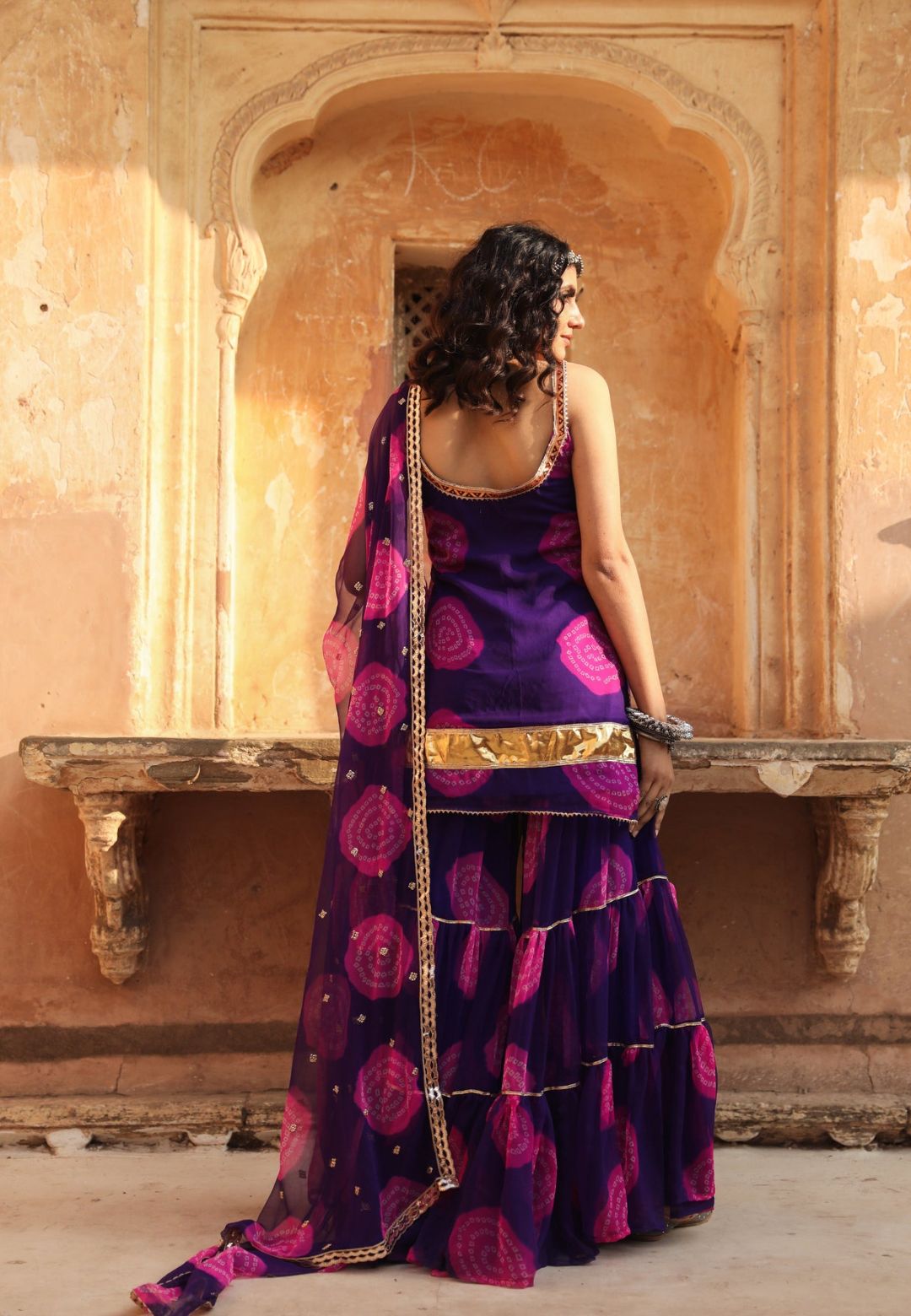 SHINAZ PURPLE GEORGETTE SHARARA SET