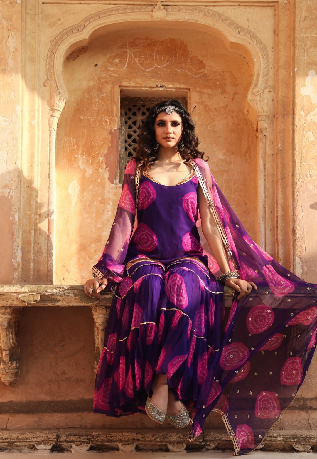 SHINAZ PURPLE GEORGETTE SHARARA SET