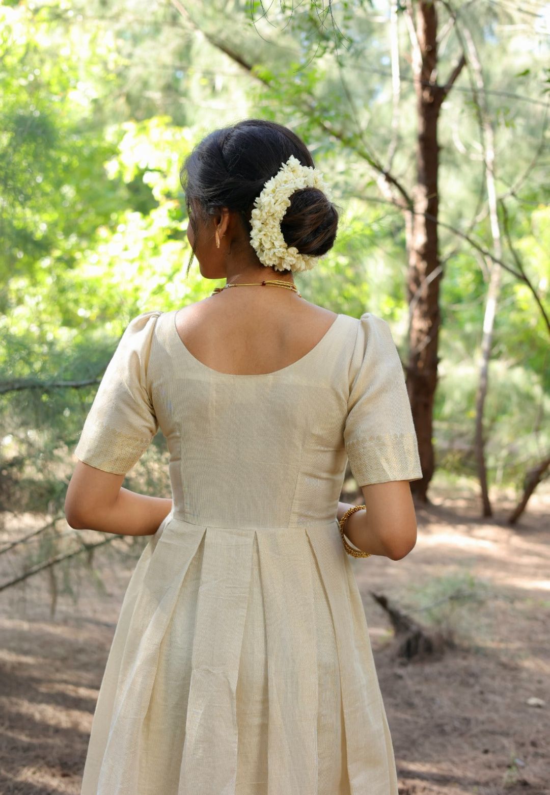 OFF WHITE TISSUE FESTIVE ANARKALI