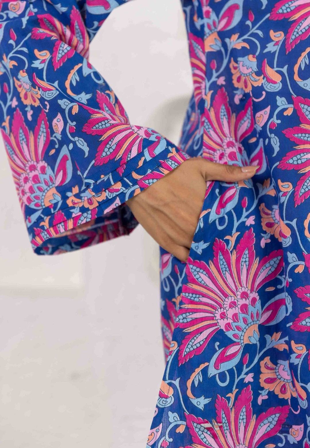 BLUE FLORAL COOORD COTTON KURTA SET