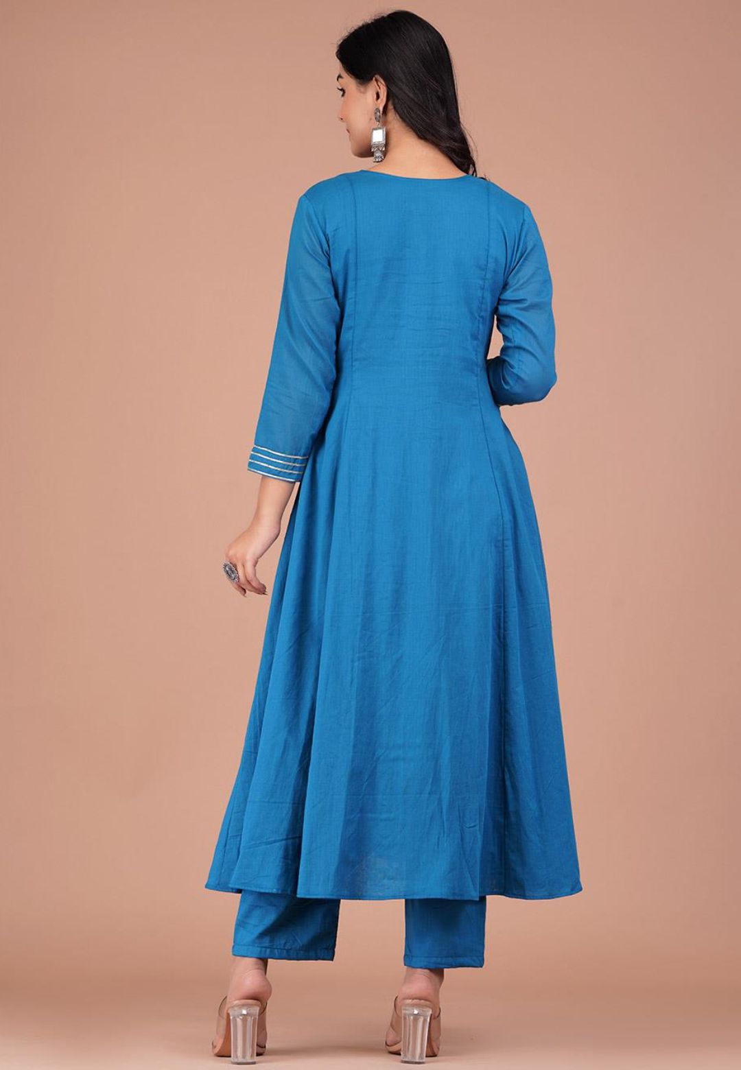 JADE TEAL PINTUCK ANARKALI SUIT SET