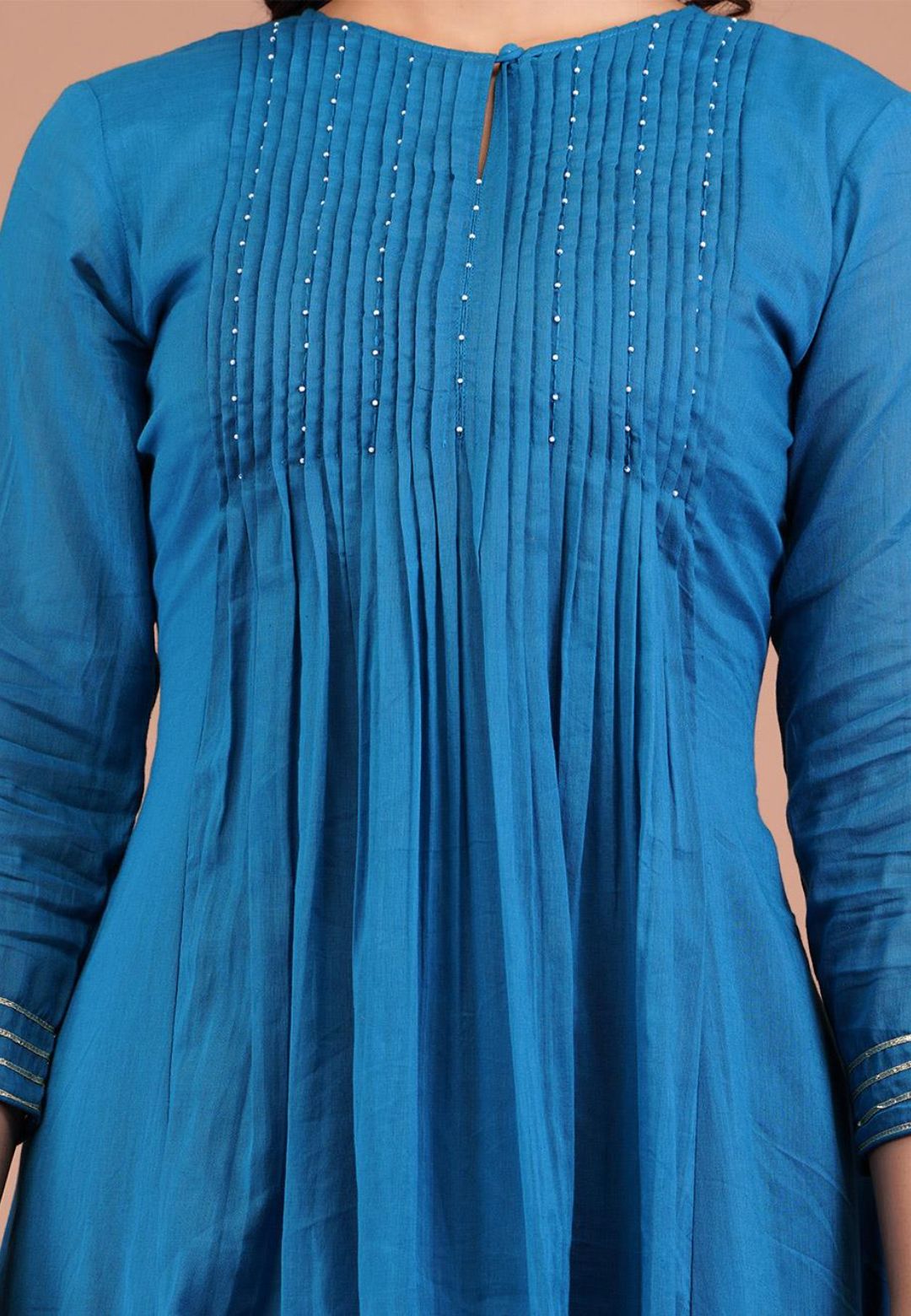 JADE TEAL PINTUCK ANARKALI SUIT SET