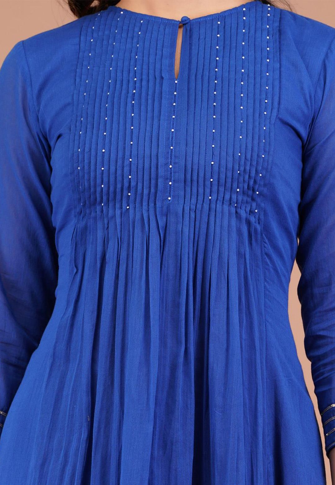 EYGPTIAN BLUE PINTUCK ANARKALI SUIT SET