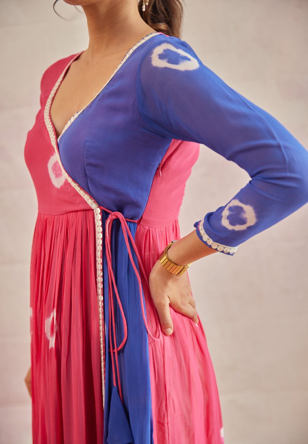 ROSY BLUE SHIBORI ANRAKALI KURTA SET