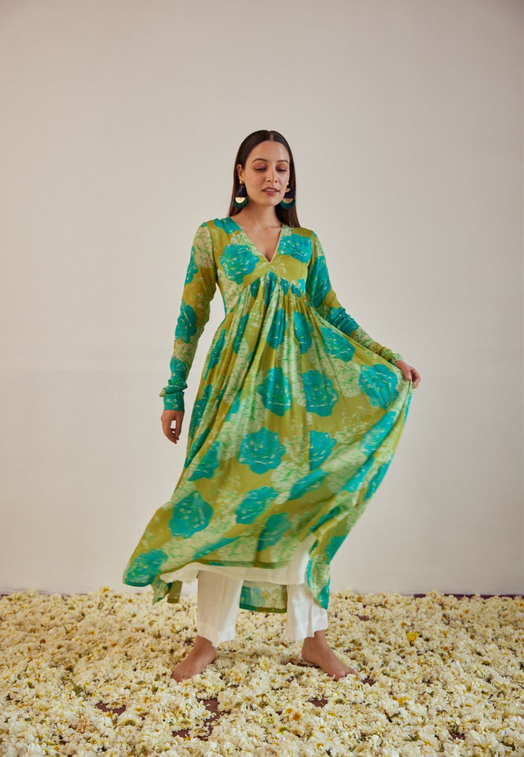 KIWI GREEN BLUE MITHAI KURTA SET