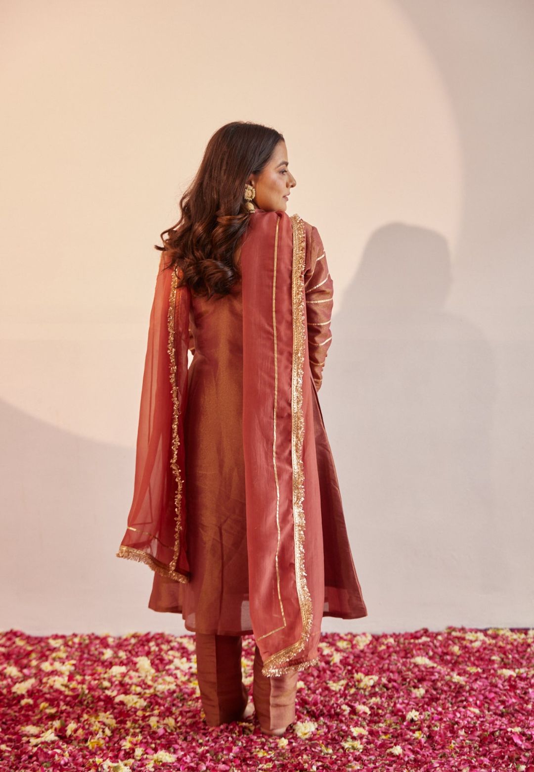 ROSY GOLD TISSUE SILK SUIT SET