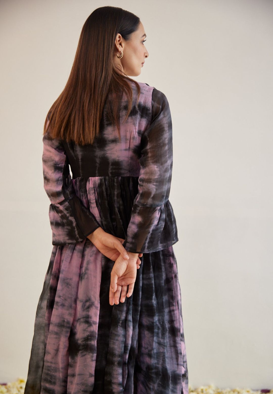 BLACK PINK ORGANZA SILK KURTA SET