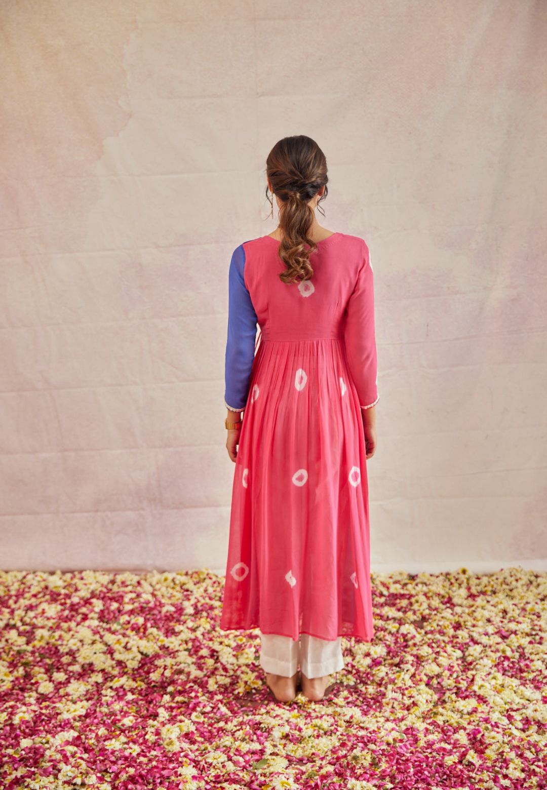 ROSY BLUE SHIBORI ANRAKALI KURTA SET