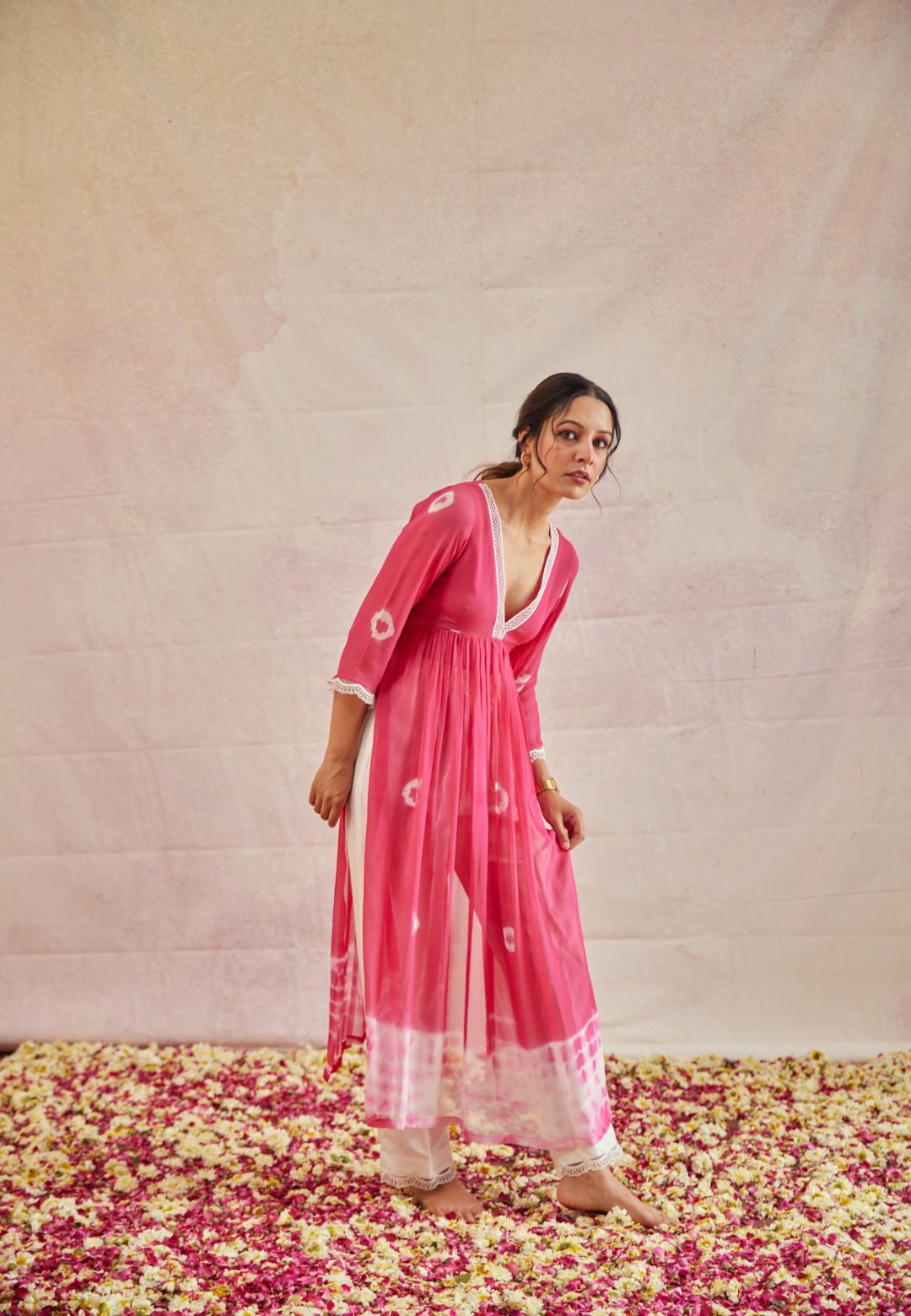ROSE PINK SHIBORI KURTA SET