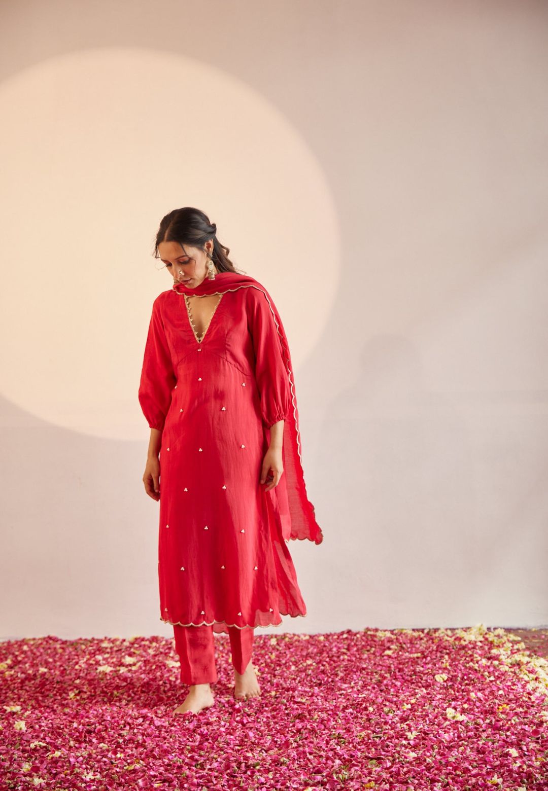 HIBISCUS PEARL CHANDERI SUIT SET