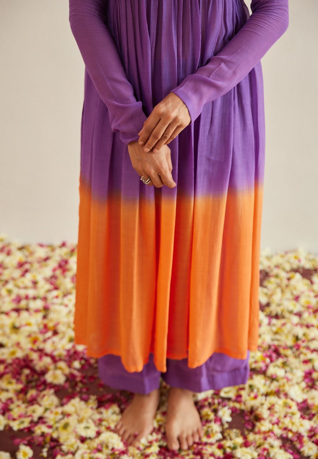PURPLE MUSTARD COTTON KURTA SET