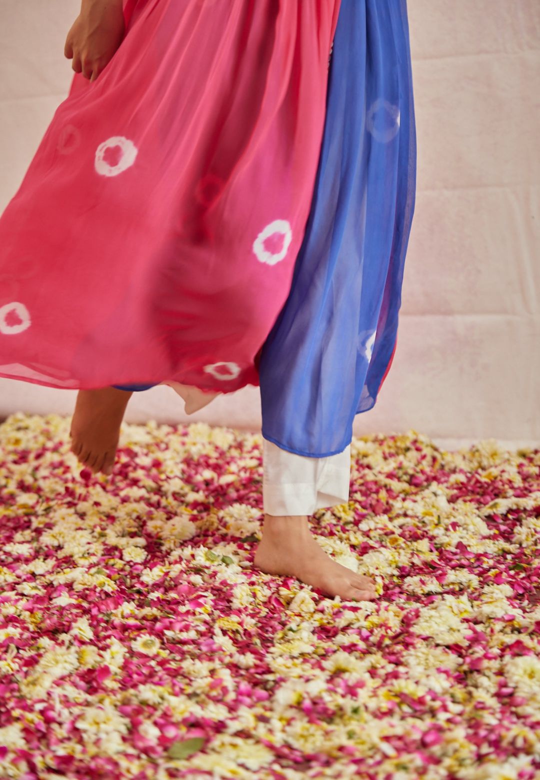 ROSY BLUE SHIBORI ANRAKALI KURTA SET