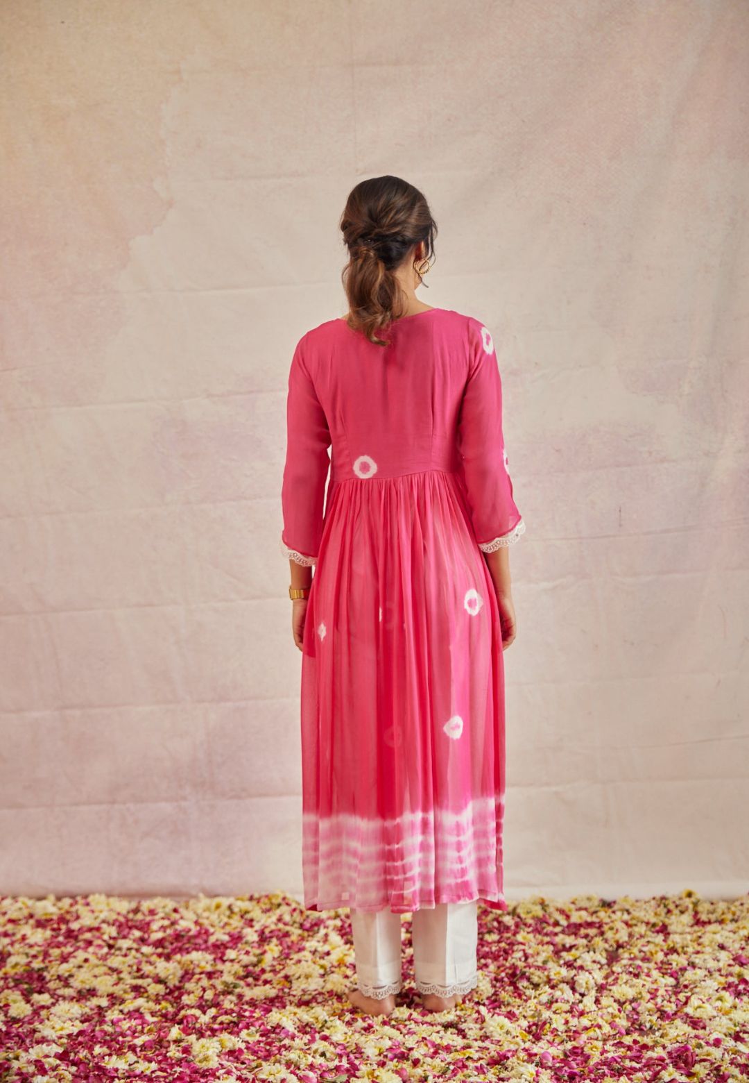 ROSE PINK SHIBORI KURTA SET