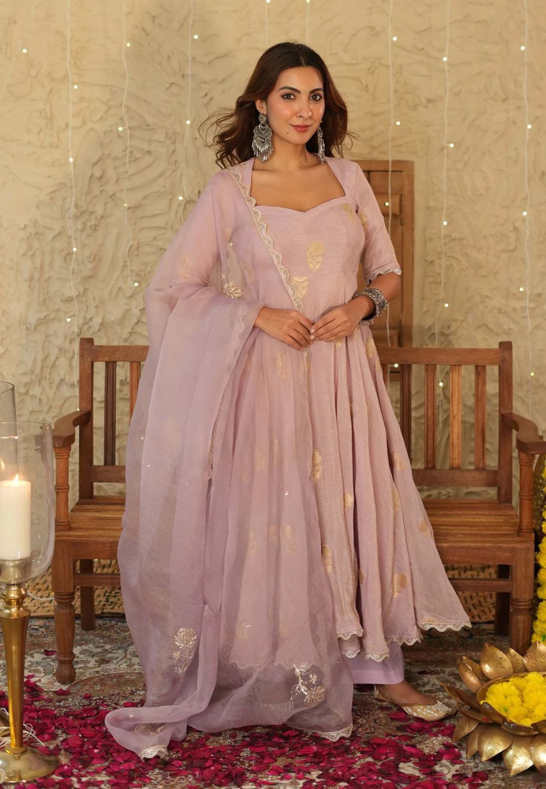 PURPLE LAVENDER AARATI JACQUARD SUIT SET