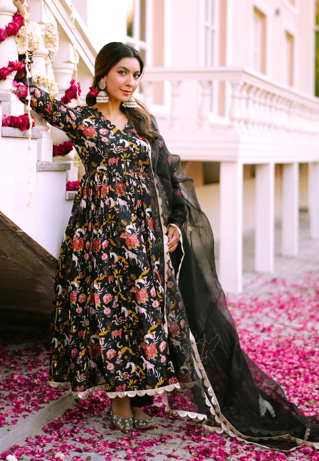 BLACK NAALINI CHANDERI SUIT SET
