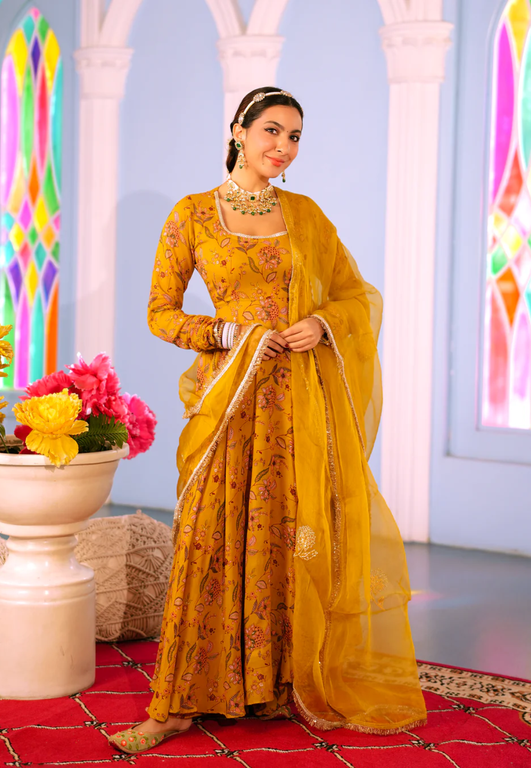 MUSTARD ISHA GEORGETTE SUIT SET