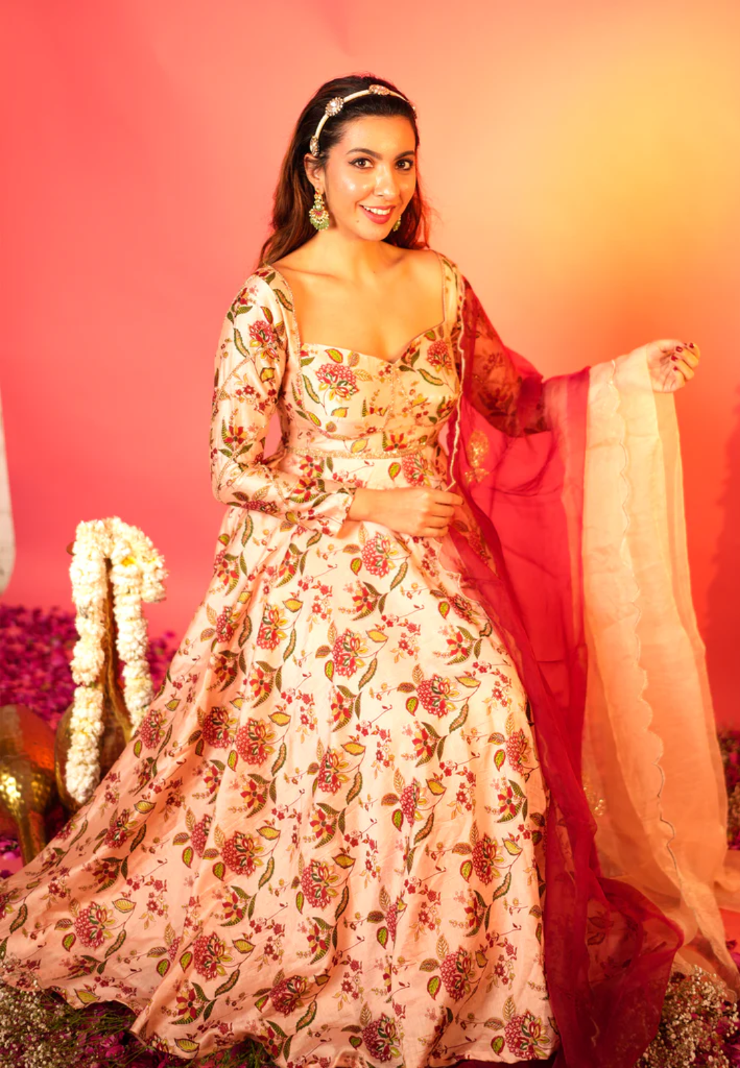 PEACH DRAKSHA CHANDERI SUIT SET