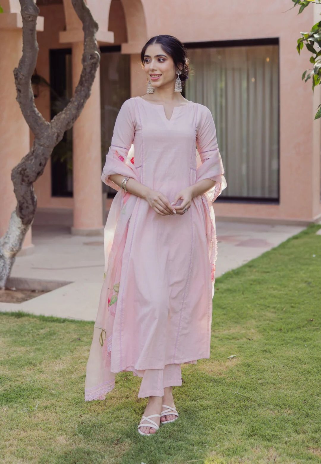 PINK TIDE HANDPAINTED COTTON SUIT SET