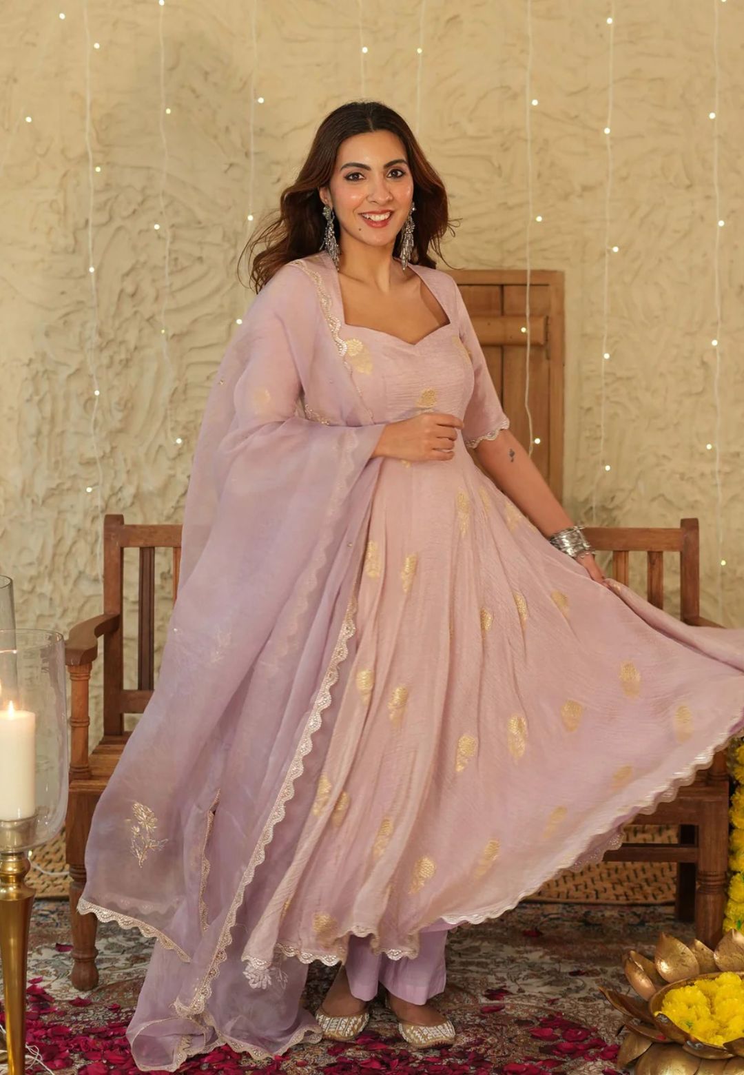 PURPLE LAVENDER AARATI JACQUARD SUIT SET