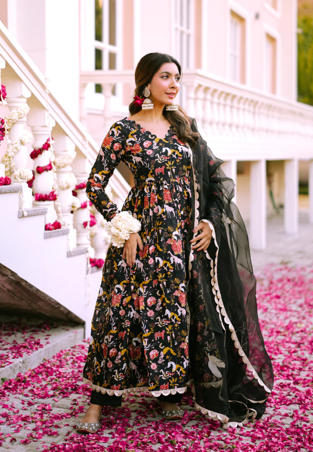 BLACK NAALINI CHANDERI SUIT SET