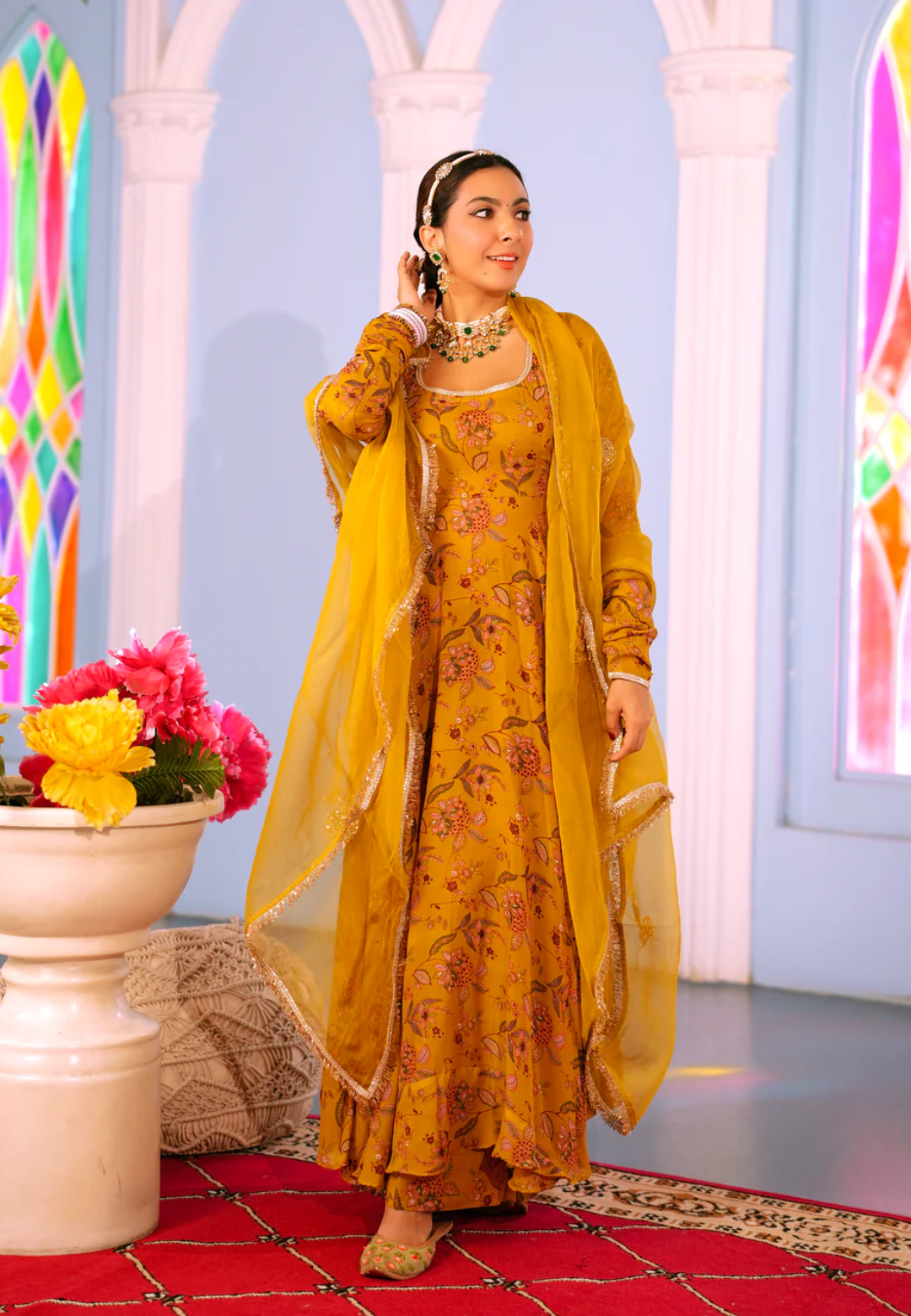 MUSTARD ISHA GEORGETTE SUIT SET