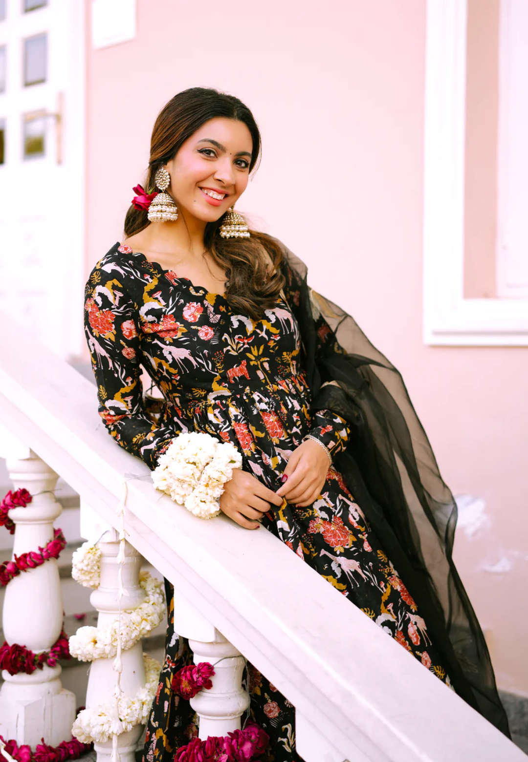 BLACK NAALINI CHANDERI SUIT SET