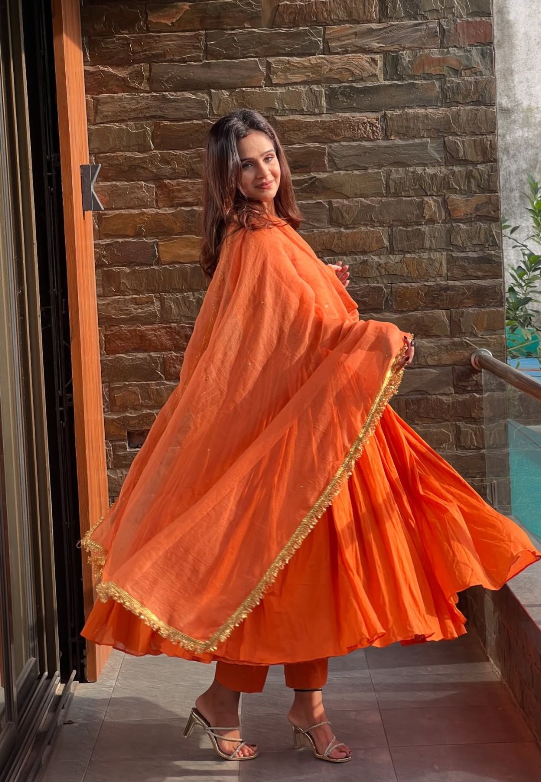 RUSTIC COTTON MALMAL ANARKALI SUIT SET