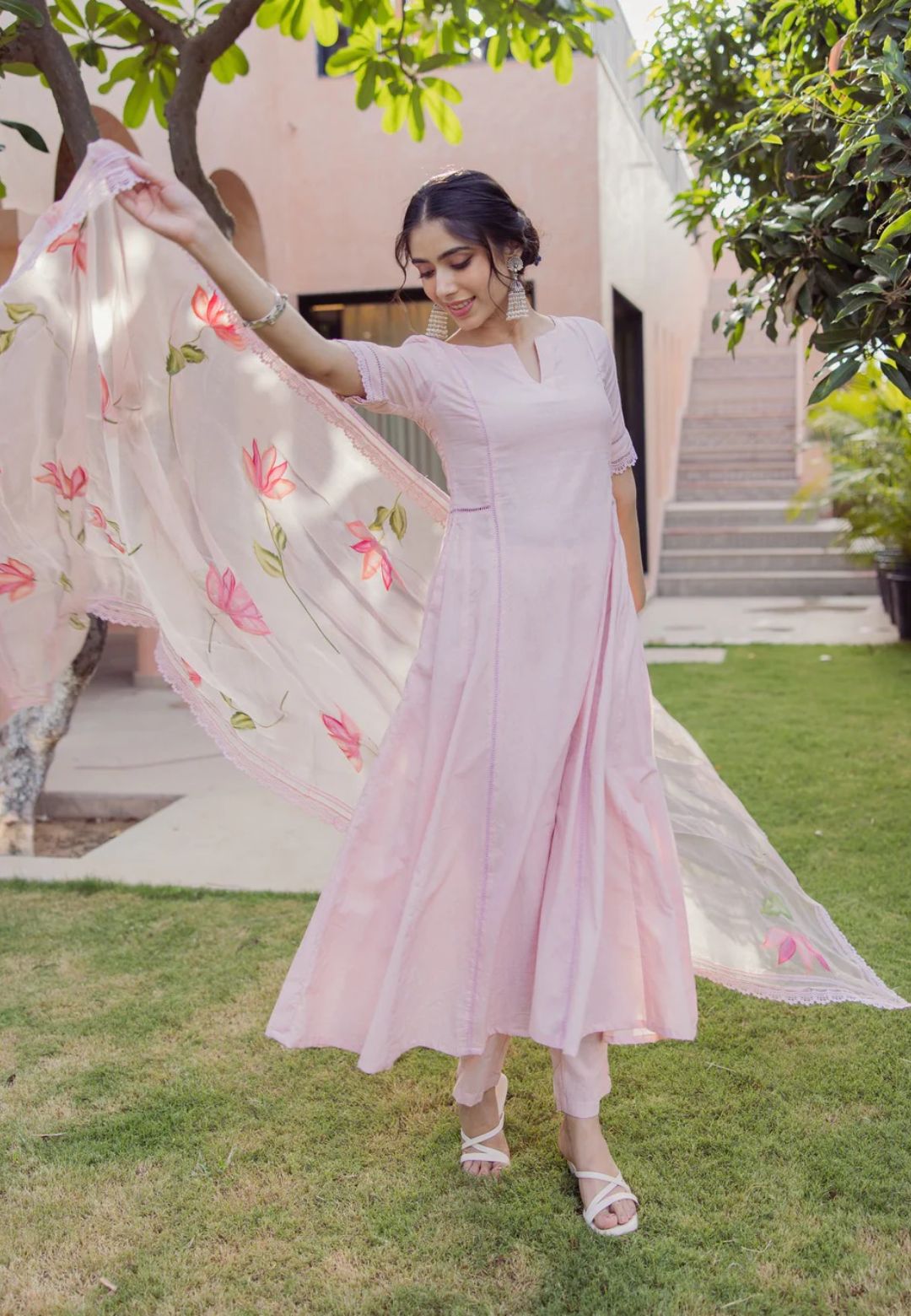 PINK TIDE HANDPAINTED COTTON SUIT SET