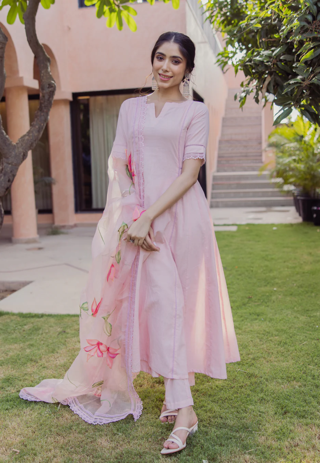 PINK TIDE HANDPAINTED COTTON SUIT SET