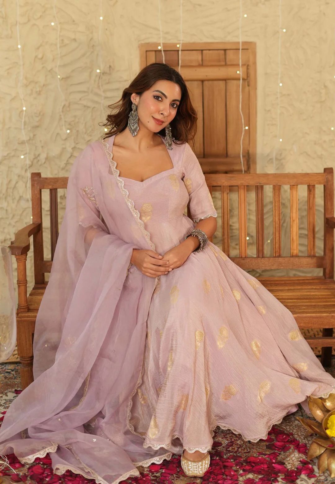 PURPLE LAVENDER AARATI JACQUARD SUIT SET
