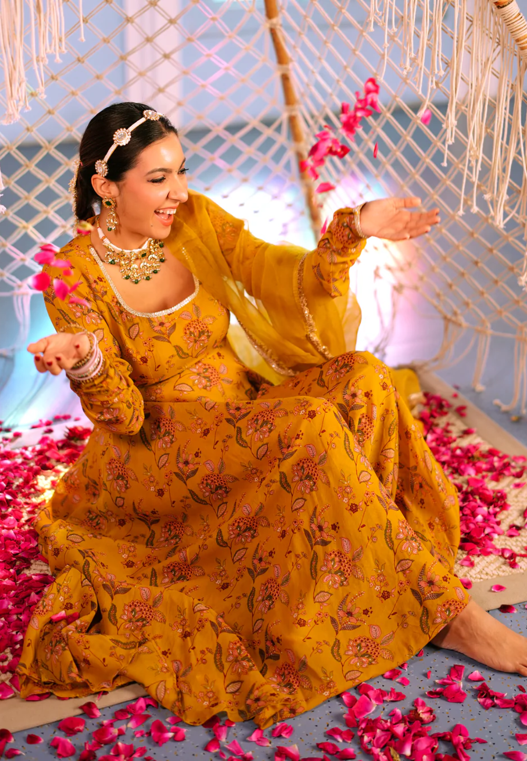 MUSTARD ISHA GEORGETTE SUIT SET