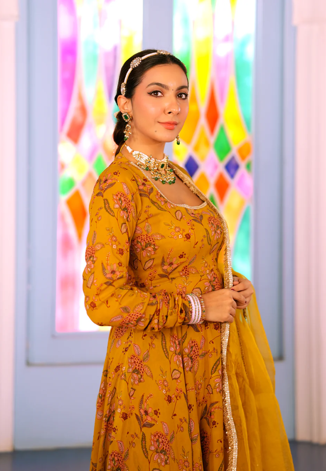 MUSTARD ISHA GEORGETTE SUIT SET