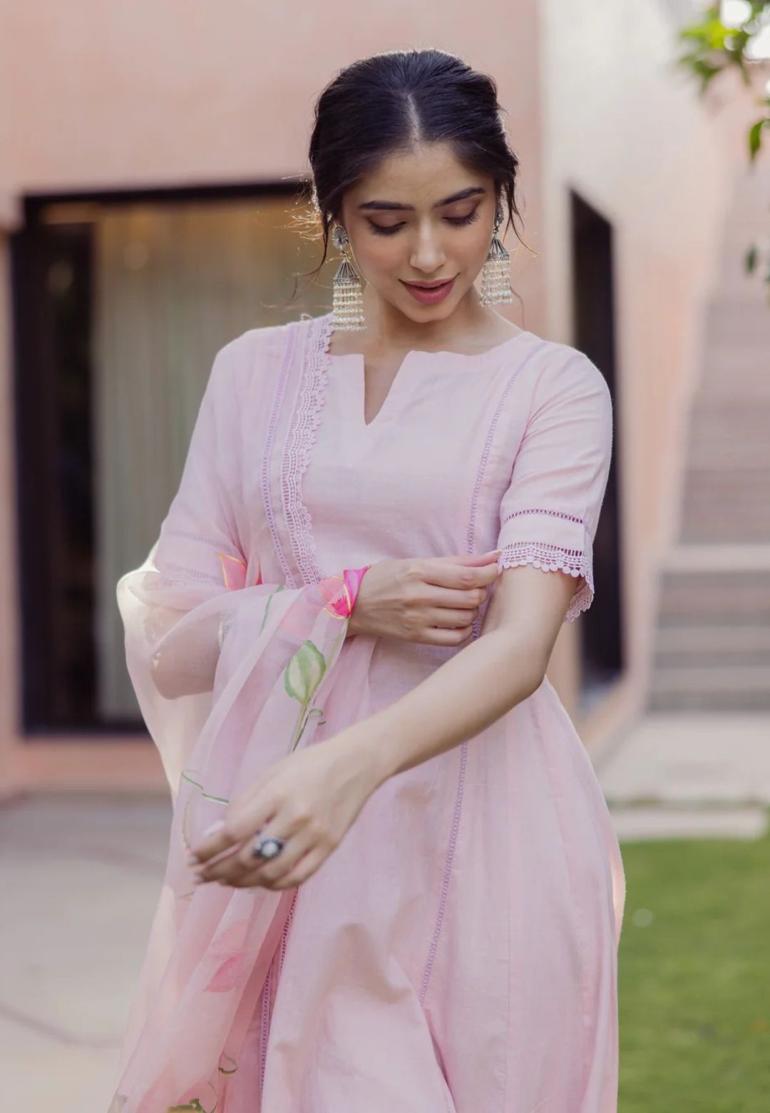 PINK TIDE HANDPAINTED COTTON SUIT SET