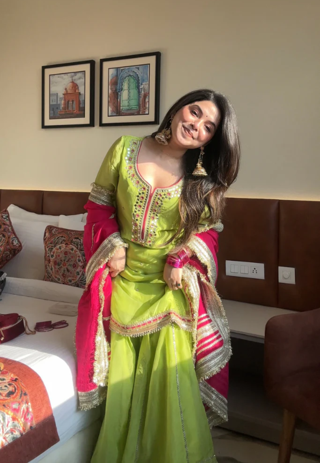 GREEN PURE ORGANZA SHARARA SET