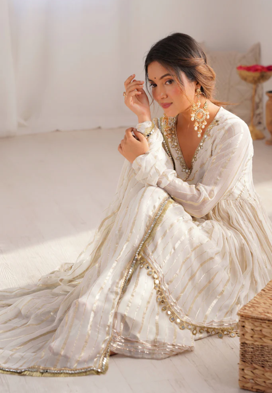 OFF WHITE SAJNA GEORGETTE LUREX SHARARA SET