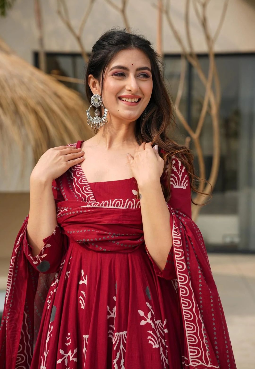 MAROON MAHO COTTON SUIT SET