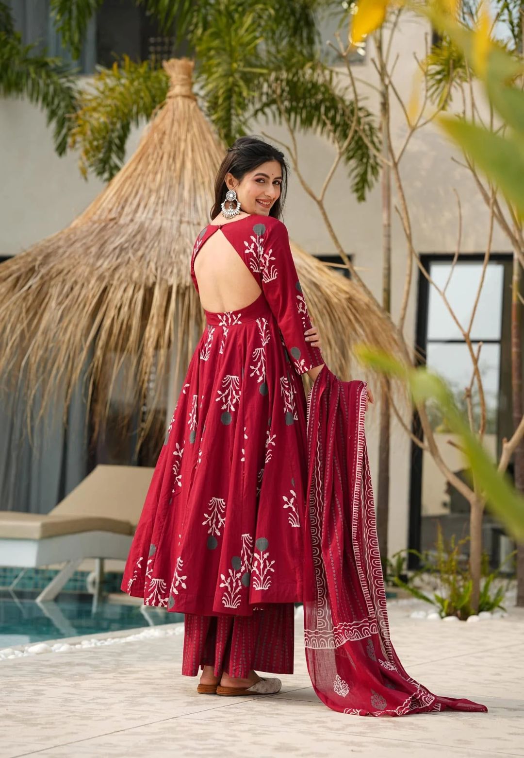 MAROON MAHO COTTON SUIT SET