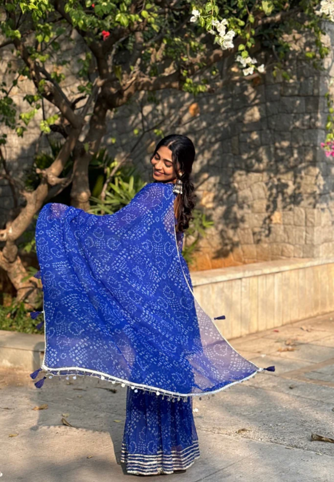 BLUE SWATHI CHIFFON SHARARA SET