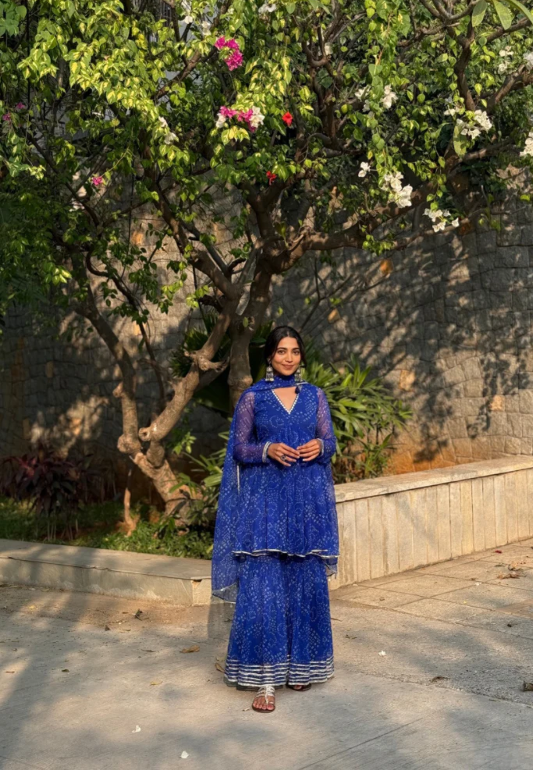 BLUE SWATHI CHIFFON SHARARA SET